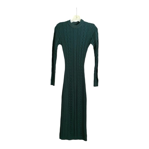 Ronny Kobo Cutout Back Midi Sweater Dress in Green Cable Knit Size XS - Picture 4 of 7
